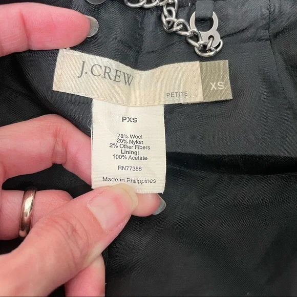 J. Crew Black Wool Blend Peacoat Jacket Size XSP - Picture 12 of 15